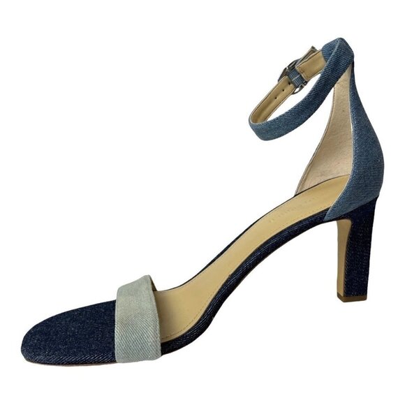 Marc Fisher Navy Blue Denim Ankle Strap High Heels Size 10 - Picture 1 of 11